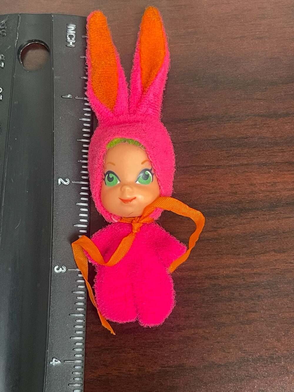 Vintage 1969-70 Mattel Liddle Kiddles Holiday Doll - Funny Bunny Kiddle in Pink